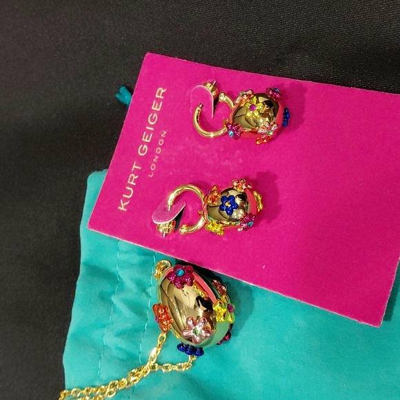 KURT GEIGER LONDON SET RAINBOW EGG FLOWER NECKLACE & EARRINGS - Picture 10 of 12